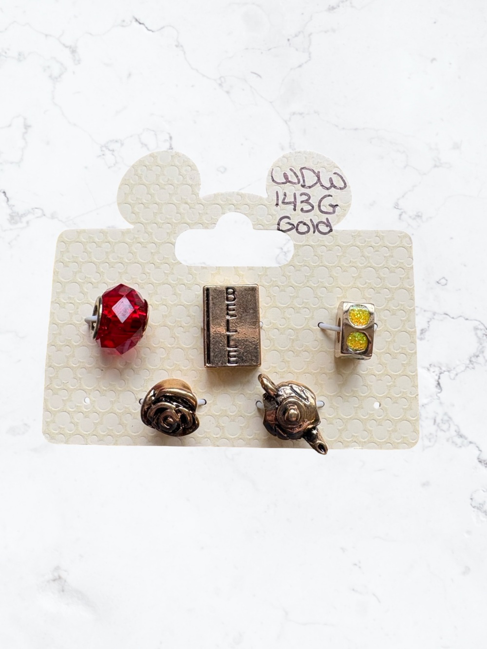 Disney Beauty & The Beast Mixed Charm Set in Red, Gold and Yellow Accents